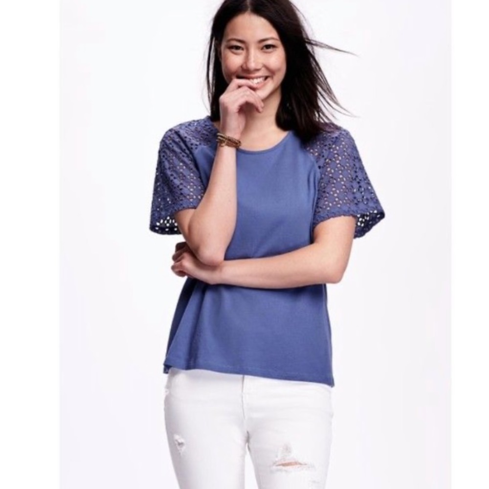 Old Navy Relaxed Eyelet Sleeve T Shirt